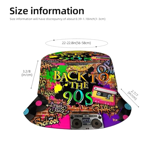 Kmxzint 80s 90s Outfits for Women Men Fashion Retro 80s 90s Bucket Hat Rave Festival Party Accessories for Women Packable Fisherman Hat