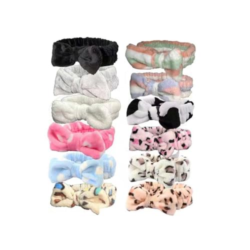 BAGLEV Spa Headband Makeup Spa Headband for Women Microfiber Coral Fleece Bow Hair Band Stretchable Elastic for Women Girls Shower Washing Face Makeup Birthday Gifts