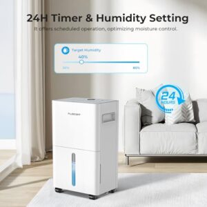 1500 Sq.ft Dehumidifier for Basement, PlUSCENT 21 Pints Quiet Dehumidifiers for Home, Large Room, Bedroom with Drain Hose, Smart Humidity Control & Monitor, 3 Operation Modes, 24H Timer, Auto Defrost