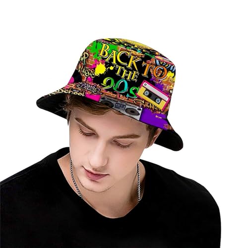 Kmxzint 80s 90s Outfits for Women Men Fashion Retro 80s 90s Bucket Hat Rave Festival Party Accessories for Women Packable Fisherman Hat