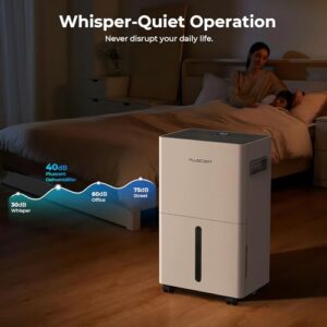 1500 Sq.ft Dehumidifier for Basement, PlUSCENT 21 Pints Quiet Dehumidifiers for Home, Large Room, Bedroom with Drain Hose, Smart Humidity Control & Monitor, 3 Operation Modes, 24H Timer, Auto Defrost