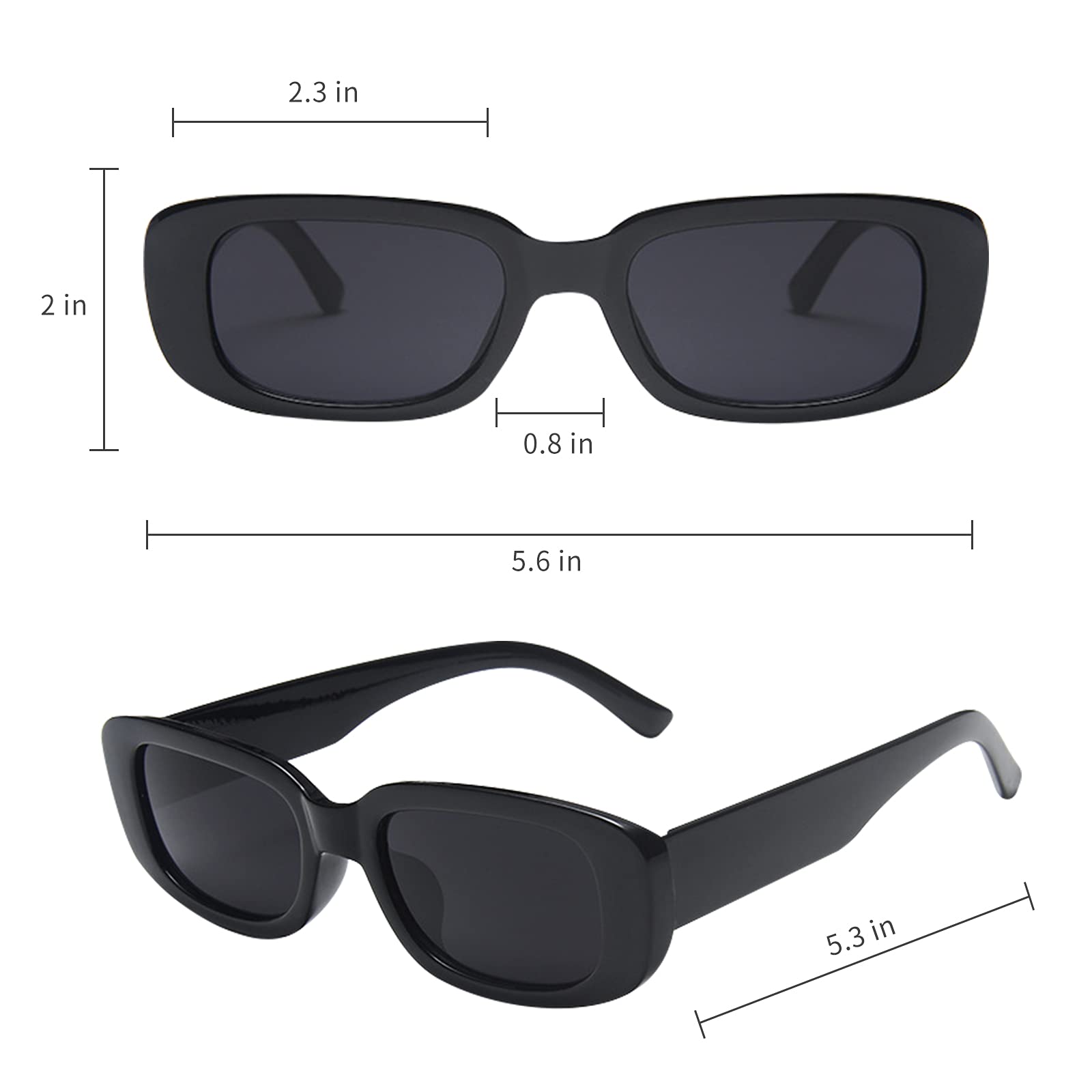 QYVEWY 12 Pack Black Rectangle Sunglasses Bulk for Women Men Y2K Trendy Sun Glasses Party Favors (12Black)