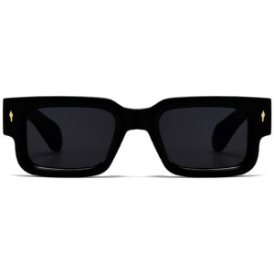 ZIMUSUN Square Thick Frame Sunglasses for Women Men Fashion Chunky Rectangle Sun Glasses Black Shades(A1 Black/Grey)