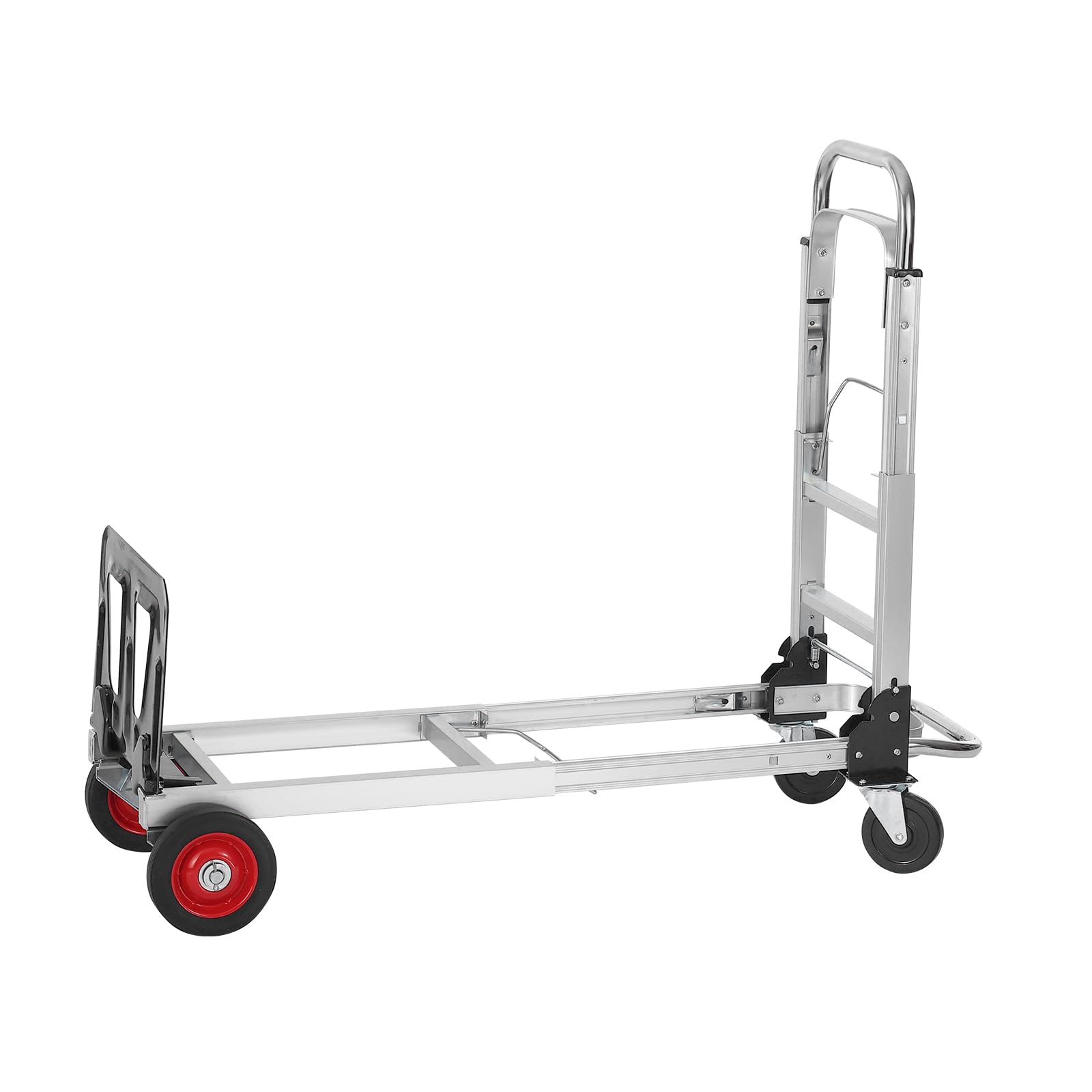 VEVOR Aluminum Folding Hand Truck, 2 in 1 Design 400 lbs Capacity, Heavy Duty Industrial Collapsible cart, Dolly Cart with Rubber Wheels for Transport and Moving in Warehouse, Supermarket, Garden