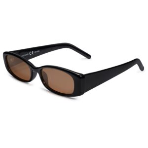 vanlinker black trendy small polarized rectangle sunglasses for women men retro 90s shades brown lens vl9787