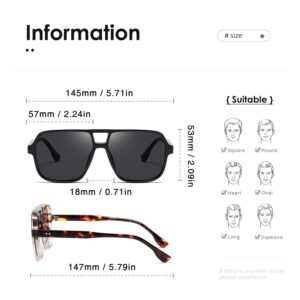 kimorn Sunglasses Womens Men Trendy Retro Sun Glasses Oversize Square Frame Shades K1650 (Black+Tortoiseshell)