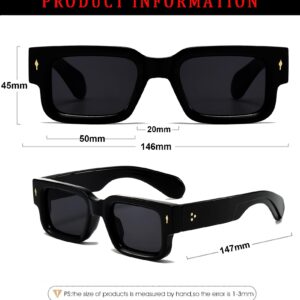 ZIMUSUN Square Thick Frame Sunglasses for Women Men Fashion Chunky Rectangle Sun Glasses Black Shades(A1 Black/Grey)