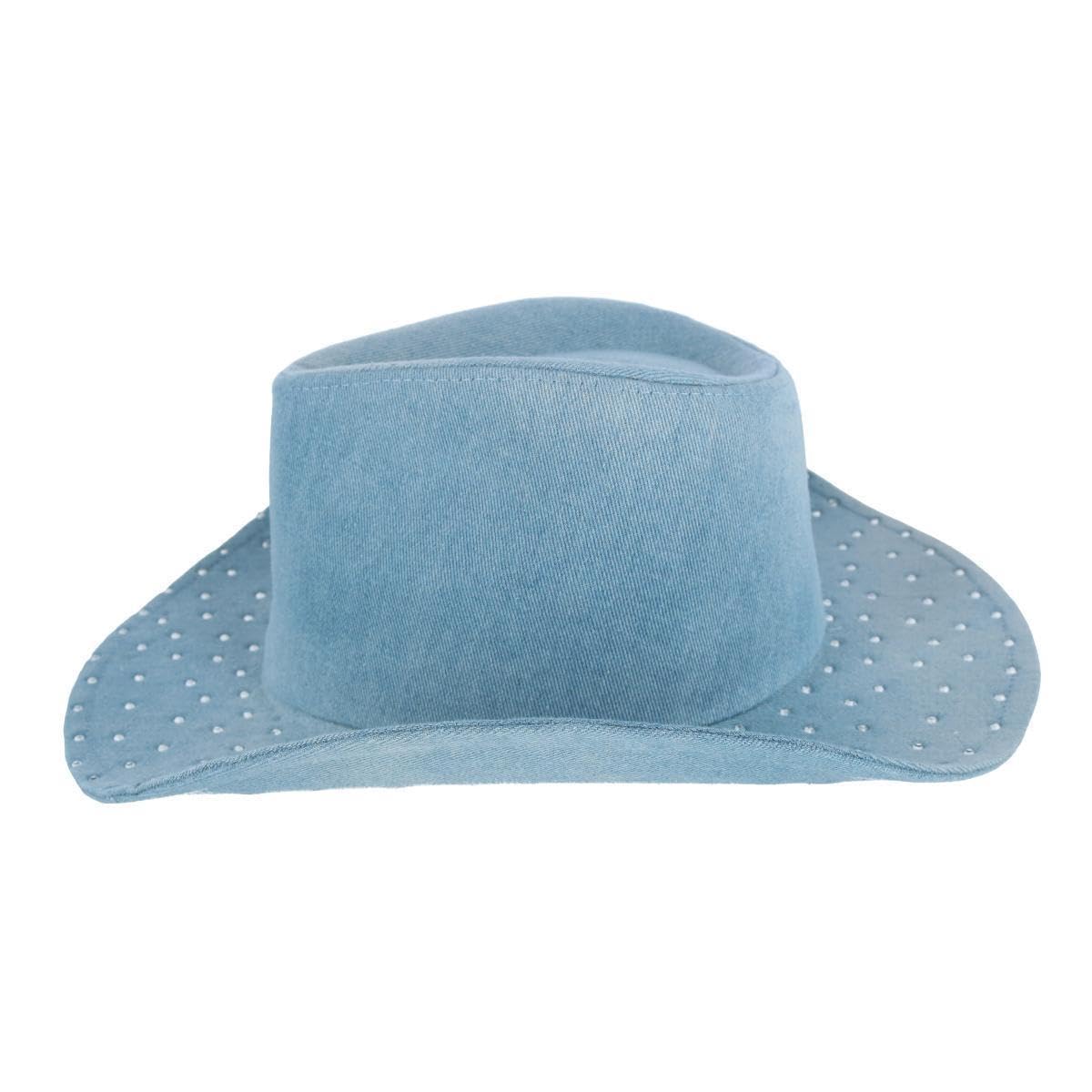 David & Young Women's Glitter Embellished Denim Cowboy Hat, Denim