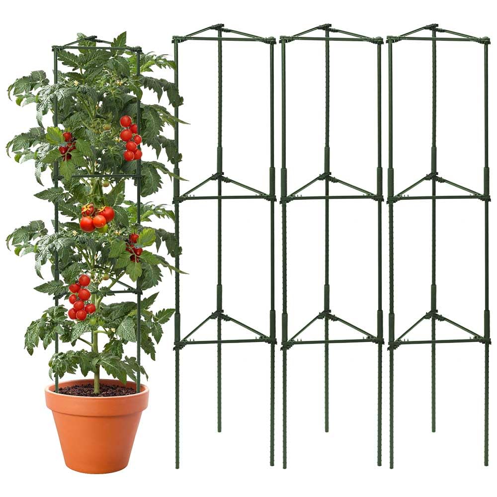 arbxvnr 3 Package up to 48in Tomato cage Garden Grid Plant Support Posts with Adjustable Tomato cage Vegetable Grid (3pack)