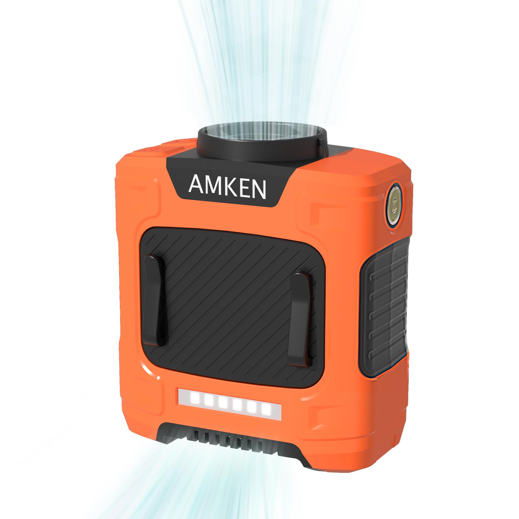 AMKEN Waist Fan - Belt Fan, Portable Clip Fan with 10000mAh Battery, 24-Hour Working Time, LED SOS Light - 3 Speeds, 15500RPM Strong Airflow - Neck Fan for Jobsite, Farming, Fishing