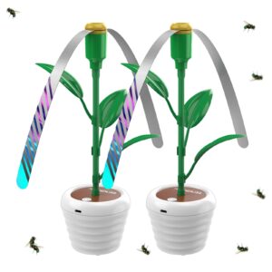 fly fans for tables, flowerpot modeling fly repellent outdoor indoor, portable tabletop fly fan, food fans for camping, picnic, fishing, usb & battery powered (2 packs)