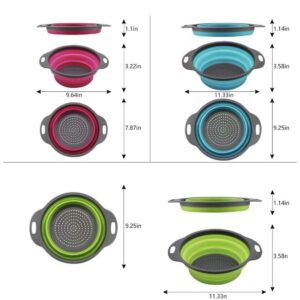 Set of 3 Niklye Ultimate Kitchen Strainers includes 1-10 inch & 2-12 inch. Collapsible Silicone Colanders For Easy Storage - Use with Pasta & Veggies or as a Fruit or Berry Bowl with Strainer., large