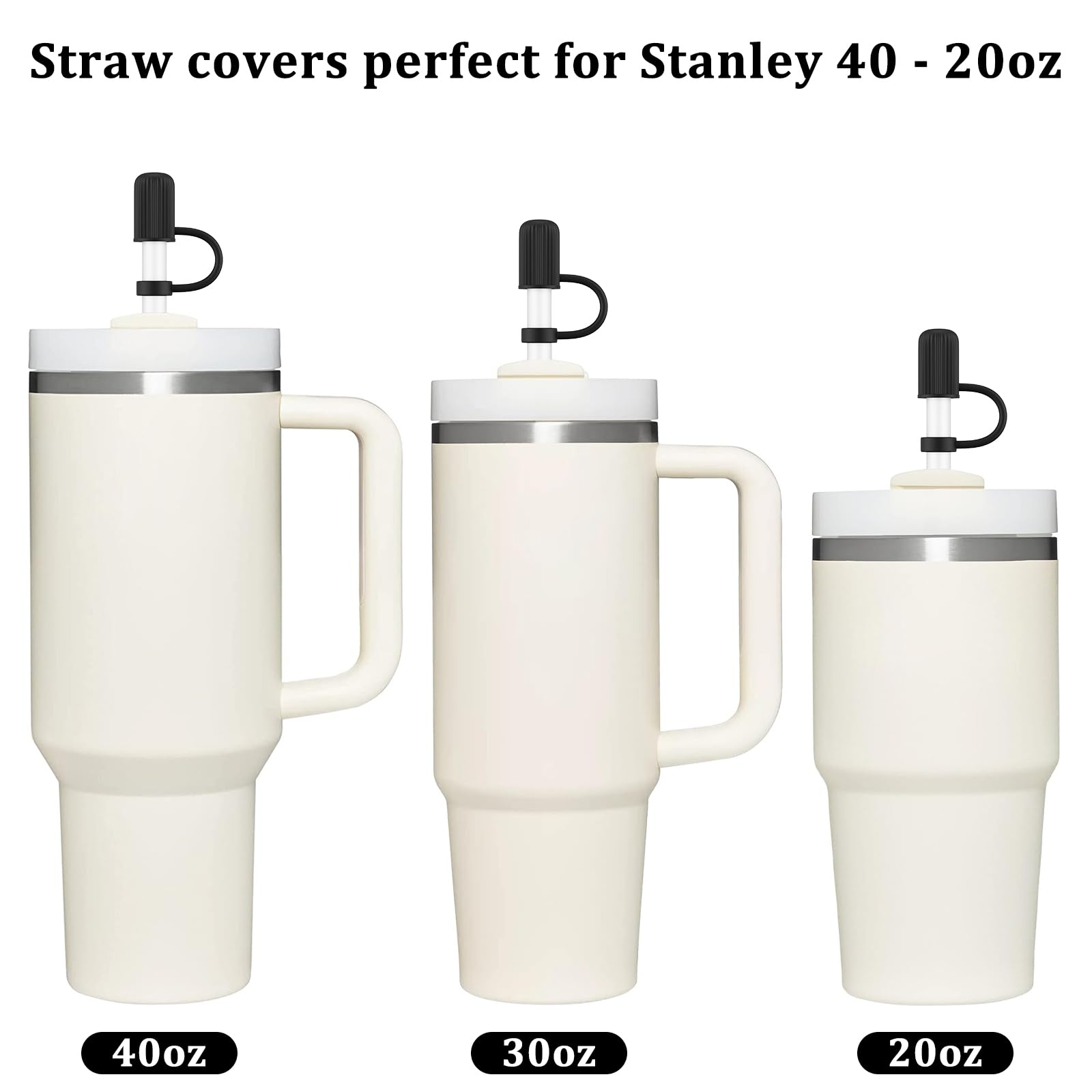 Straw Cover Caps for Stanley Cup 20-40oz Tumblers Accessories,Silicone Straw Topper Reusable 3-5 Pcs,Compatible with Simple Modern,Yeti,Hydroflask and other 6-10mm Straws (cylindrical 3 pcs)