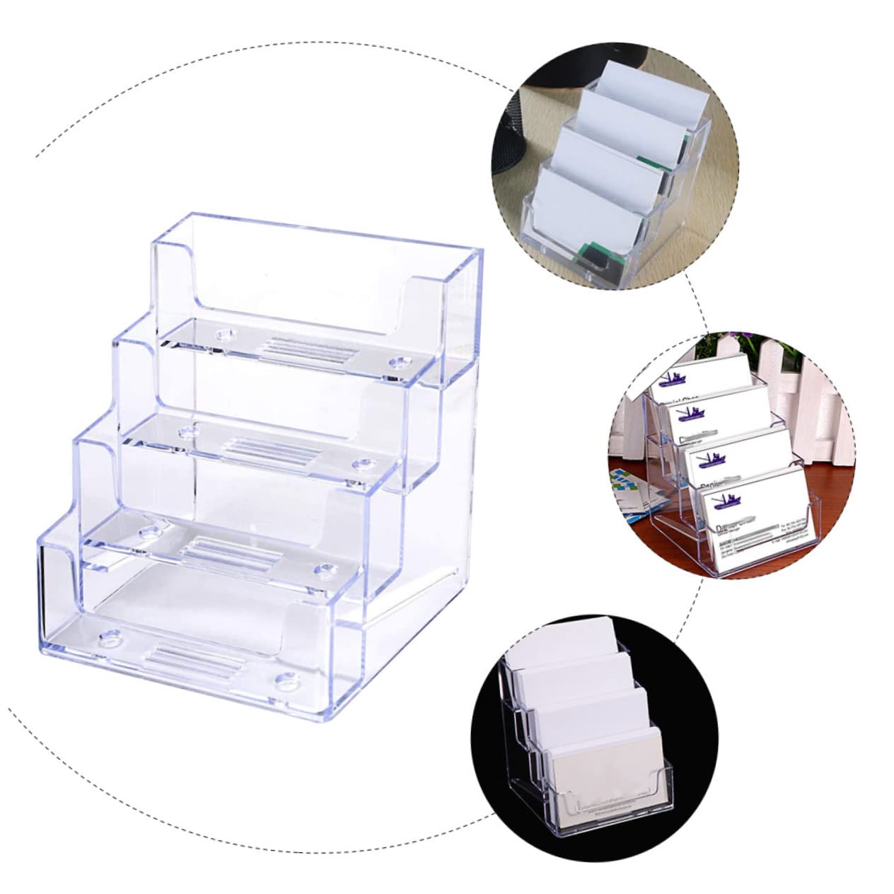 LALAFINA 2 Pcs Display Stand Business Cards Storage Case Business Cards Organizer Business Cards Holders Clear Cards Holder Cards Display Storage Case Office Supplies Desktop Cards Holder