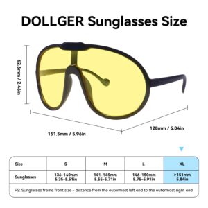 Dollger Oversized Sunglasses for Women Trendy One Piece Frame Shield Aviator Sun Glasses UV400 Shades Goggles