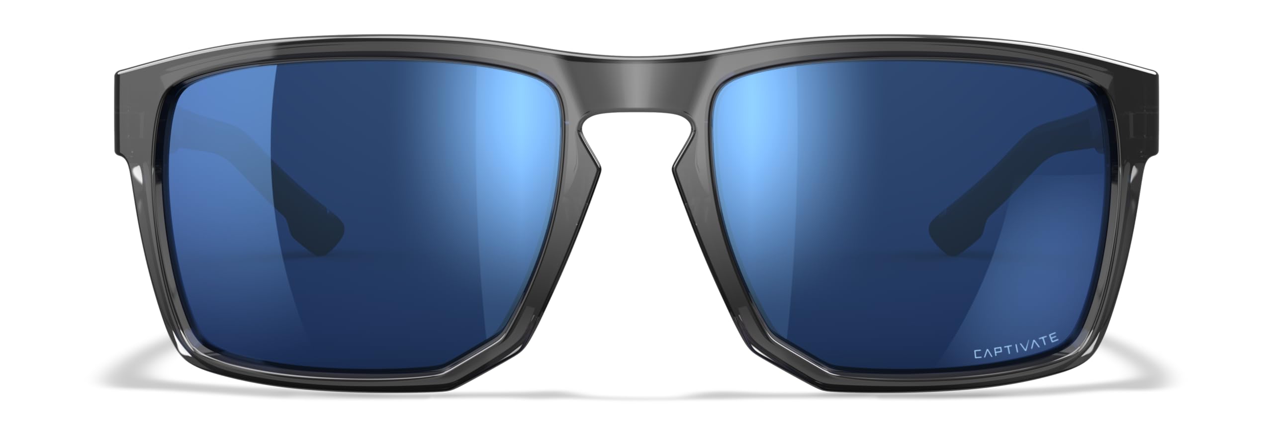 Wiley X WX Founder Sunglasses Safety Glasses for Men Shatterproof UV Eye Protection for Combat, Shooting Captivate Polarized Blue Mirror Lenses Gloss Crystal Grey Frames