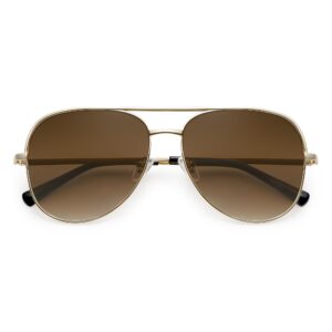 SOJOS Classic Aviator Sunglasses for Women Men Trendy Oversized Metal Frame UV400 Lenses SJ1220, Gold Frame/Gold Bar/Gradient Brown Lenses