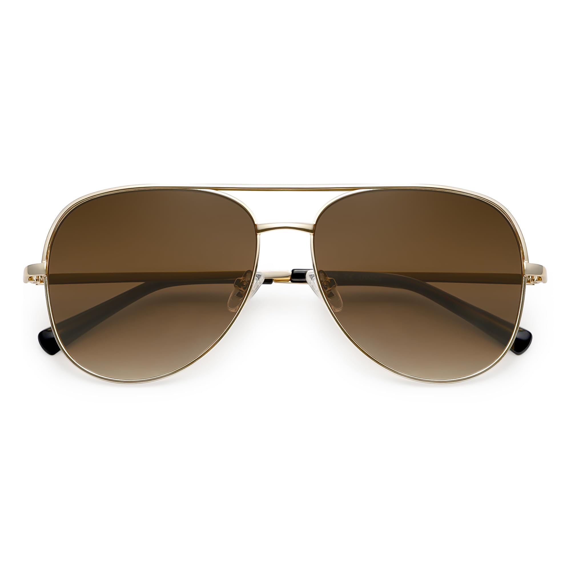 SOJOS Classic Aviator Sunglasses for Women Men Trendy Oversized Metal Frame UV400 Lenses SJ1220, Gold Frame/Gold Bar/Gradient Brown Lenses