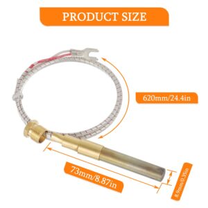 HUAREW 24 Inch 750mv Thermopile Generator Q313A, Fireplace Millivolt Thermocouple Replacement Parts 7533113, 1950-001, R1054 60125501 Fits Gas Stove/Water Heater/Grill/Gas Fryer/Oven (24’ Aluminum)