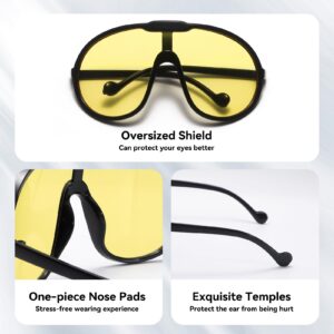 Dollger Oversized Sunglasses for Women Trendy One Piece Frame Shield Aviator Sun Glasses UV400 Shades Goggles