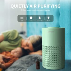 AIRROMI Air Purifiers with an Extrea Filter Covers Up to 990 sqft, Air Cleaner with Fragrance Sponge for Allergens Dust, Smoke, Odor, Dander, Pollen, H13 True HEPA 3-in-1 Filter Green