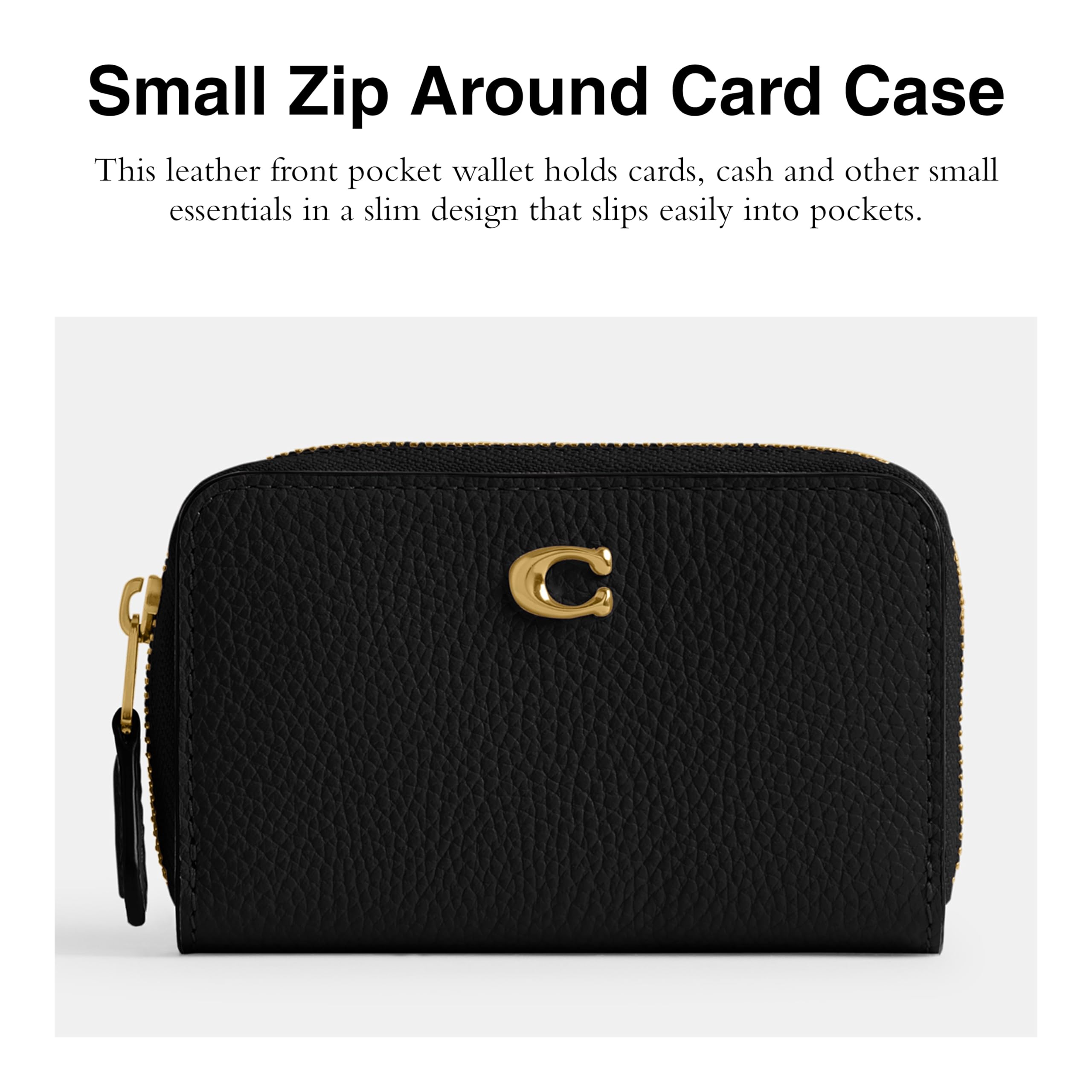 Coach Small Zip Around Card Case, Black