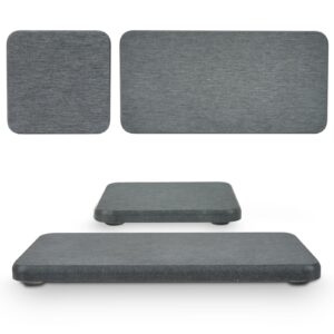 hachacha soap dishes, 4-set water absorbent diatomite earth drying mats - 2 large & 2 small trays with anti-slip pad, sandpaper. ideal for kitchen counter, under plants, bath, toiletries, deep grey