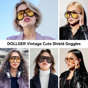 Dollger Oversized Sunglasses for Women Trendy One Piece Frame Shield Aviator Sun Glasses UV400 Shades Goggles