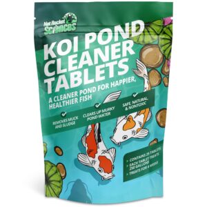 koi pond cleaner tablets - makes the pond clear with natural pond bacteria & enzymes, ideal for koi fish pond - 25 pcs. koi pond muck and sludge remover tablets, safely provides clean and clear water