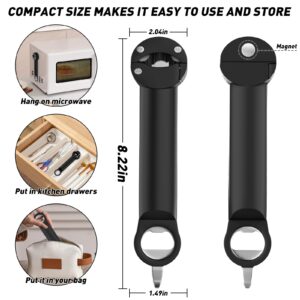 Banyaa Jar Opener Bottle Opener for Seniors with Arthritis, Multi Retractable Magnetic Can Opener, Jar Grippers for Opening Jars, Kitchen Gadgets for Weak Hands and Senior Arthritis (Black)