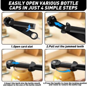 Banyaa Jar Opener Bottle Opener for Seniors with Arthritis, Multi Retractable Magnetic Can Opener, Jar Grippers for Opening Jars, Kitchen Gadgets for Weak Hands and Senior Arthritis (Black)