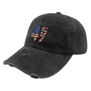 ZOOBO Trump 2024 45 47 Vintage American Flag Retro 4547 Trump 2024 Hats for Men Washed Distressed Baseball Caps Stylish Washed Dad Hat Breathable, 5 Allblack