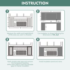 Window Air Conditioner,Side Insulated Foam Panel, Summer/Winter Heat and Draft Insulating,One-Piece Full Surround Insulation Panels Window Seal 03SBR001WHITE” (White)