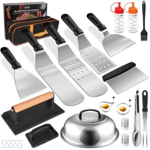 latiret griddle accessories kit, 24pcs grilling accessories set for blackstone and camp chef, flat top griddle accessories set with scraper, enlarged spatulas, basting cover for bbq