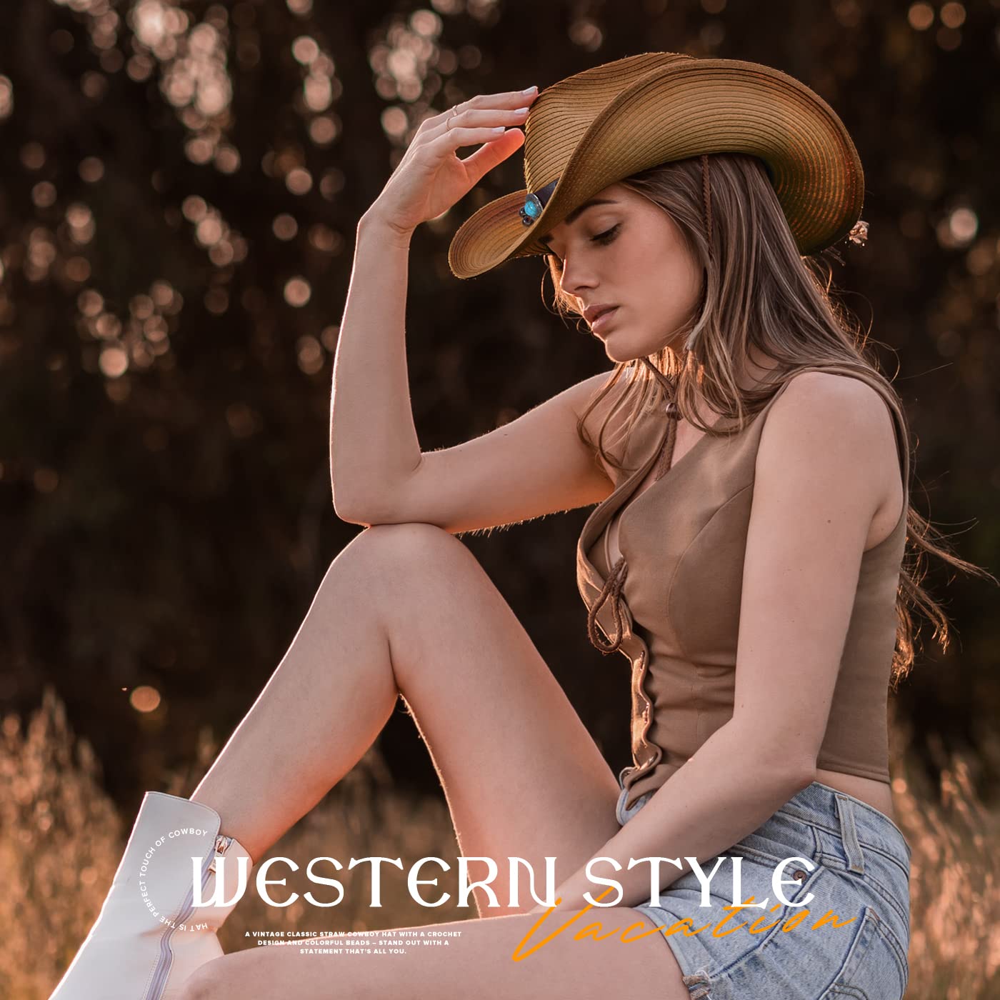 EW East Water Straw Cowboy Hats for Men Women Cowgirl Hat Cowboy Western Hats for Women Men with Woven Straw Cowgirl Hats