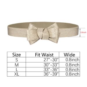 YooAi Womens Belts for Dress Skinny Thin Bow Decor Elastic Belt for Women Wasit Gold M 74