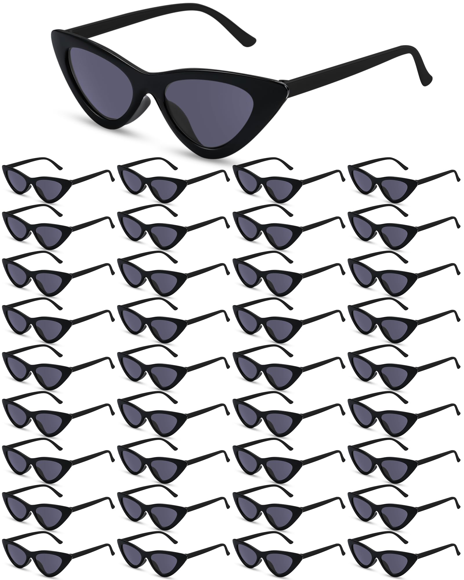 Tellegloww 50 Pairs Cat Eye Sunglasses Bulk 90s Retro Sunglasses Old Lady Glasses Wedding Party Gifts for Guests(Black, Gray)