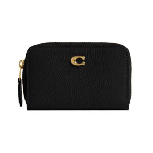 coach small zip around card case, black