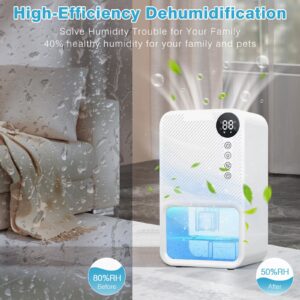 Dehumidifiers for Home with Digital Humidity Display, 37oz Basement Dehumidifier with 7 Colors LED, Auto Shut-Off, Timer & Laundry Dry, Small Dehumidifier for Bedroom, Bathroom, Basement, RV, Office