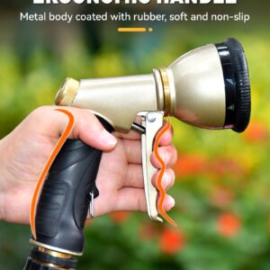 RAINPOINT Garden Hose Nozzle, 100% Zinc Alloy Hose Sprayer Nozzle with 9 Spray Patterns, High Pressure Water Hose Nozzle Heavy Duty Hand Sprayer, Watering Plants and Lawn, Car Washing, Pet Showering