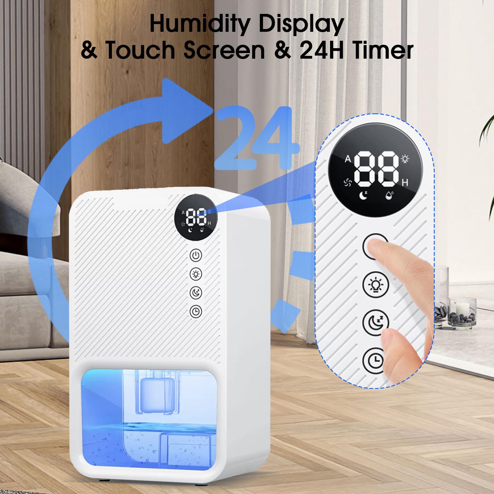 Dehumidifiers for Home with Digital Humidity Display, 37oz Basement Dehumidifier with 7 Colors LED, Auto Shut-Off, Timer & Laundry Dry, Small Dehumidifier for Bedroom, Bathroom, Basement, RV, Office