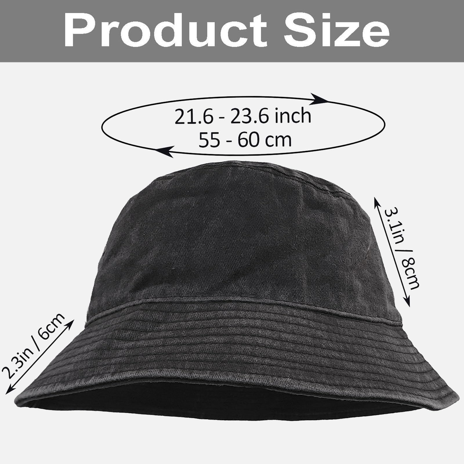 Beieverluck 6 Pieces Washed Cotton Bucket Hats Lightweight Summer Outdoor Cap Unisex Travel Fisherman Hat for Fishing Hiking Beach Sports, Color 1