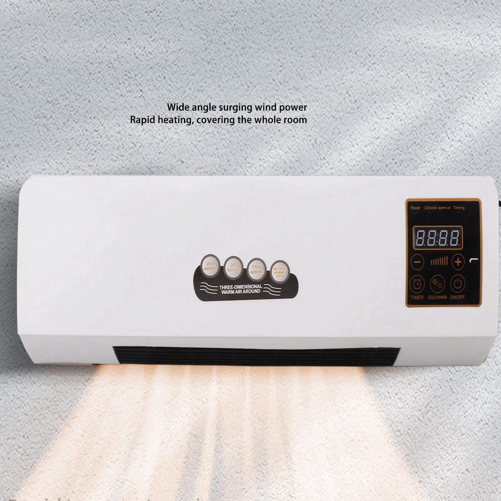 Wall Mounted Heate Mobile Small Wall Heater Natural Wind and Warm Air Blower Heating Machine Wide Angles Mobile Small Easy-Mount Heater Air Heater Use US Plug 110V 40-50℃