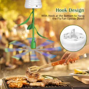 Fly Fans for Tables, Flowerpot Modeling Fly Repellent Outdoor Indoor, Portable Tabletop Fly Fan, Food Fans for Camping, Picnic, Fishing, USB & Battery Powered (2 Packs)