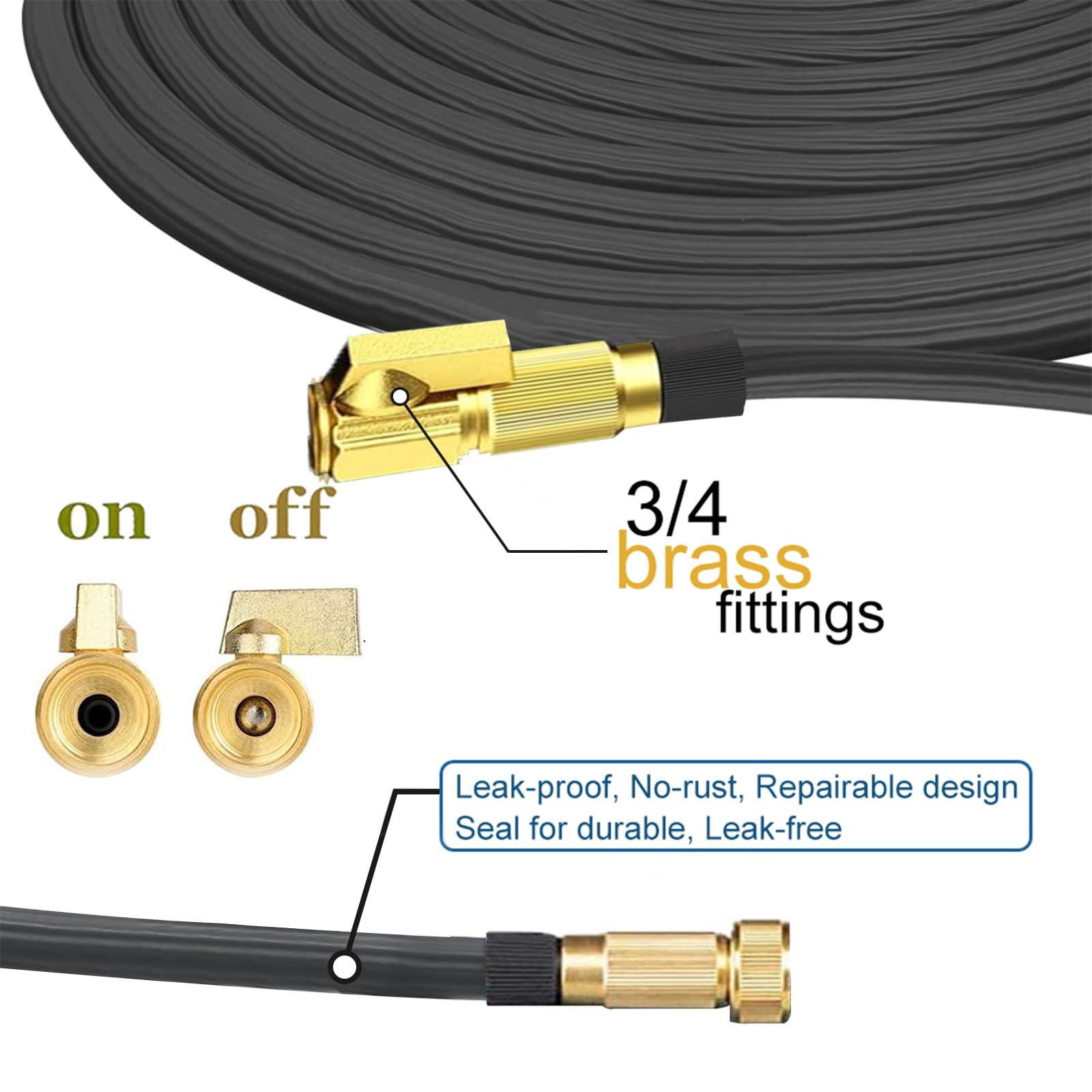 Garden Hose 100ft, Expandable Garden Hose Leak-Proof with 3 Layer Latex Core,Extra Strong Brass Connectors and 10 Spray Nozzle With Storage Bag,Lightweight,No-Kink Flexible Water Hose (Black)