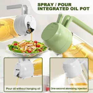 Showvigor Oil Spray Bottle, 2 in 1 Oil Spray and Oil Container, 470ml/ 16oz Olive Oil Spray Bottle,Cooking Oil Spray Glass for Used for Air Fryer, Baking, Grilling(GREY)