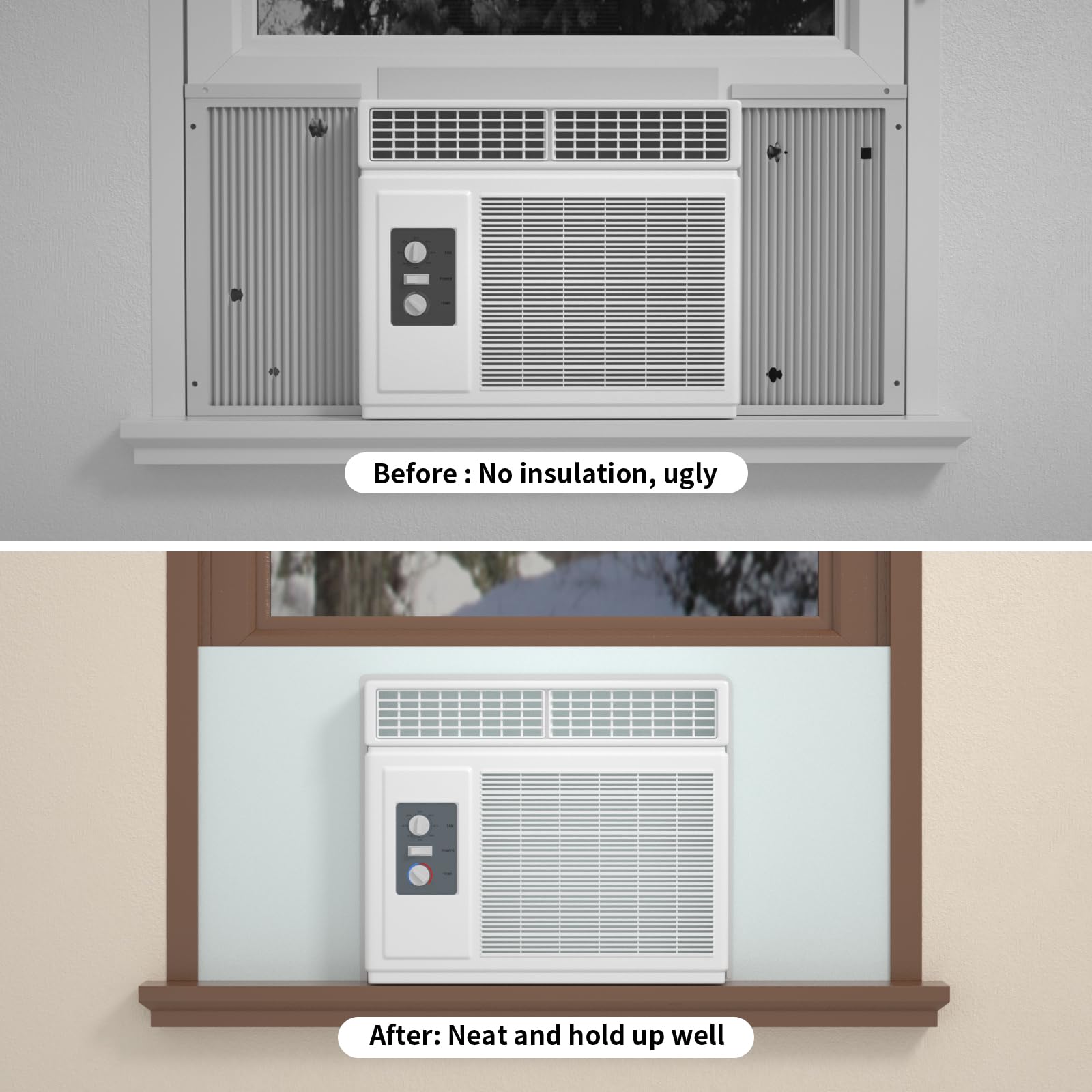 Window Air Conditioner Side Insulated Panel, 1PIC Full Surround Insulation Panels Window Seal Kit, WinterSummer Winter Heat and Draft Insulating,Insulation Foam Material SBR (WHITE)