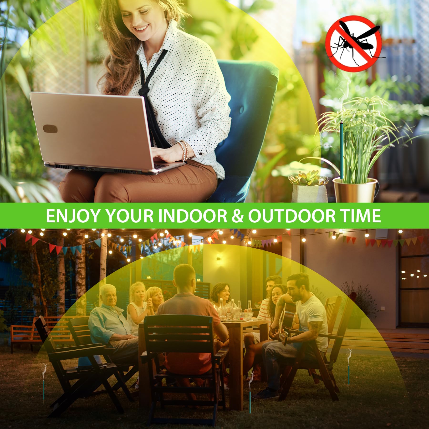 Mosquito Repellent Outdoor Patio 120 PCS, Citronella Oil Mosquito Incense Sticks Indoor Home Pet Family Safe, Natural Plant-Based Bug Insect Barrier for Yard Garden Lawn Camping Fishing