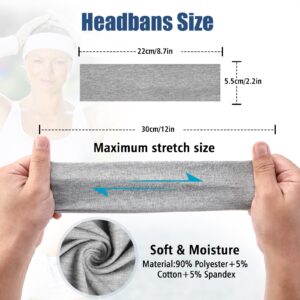 8 Pack Headbands for Women Non Slip Head Bands for Women's Hair, Fashion Workout Thick Stretchy Sweat Hair Bands Soft Fabric Sport Hair Warp for Yoga Running