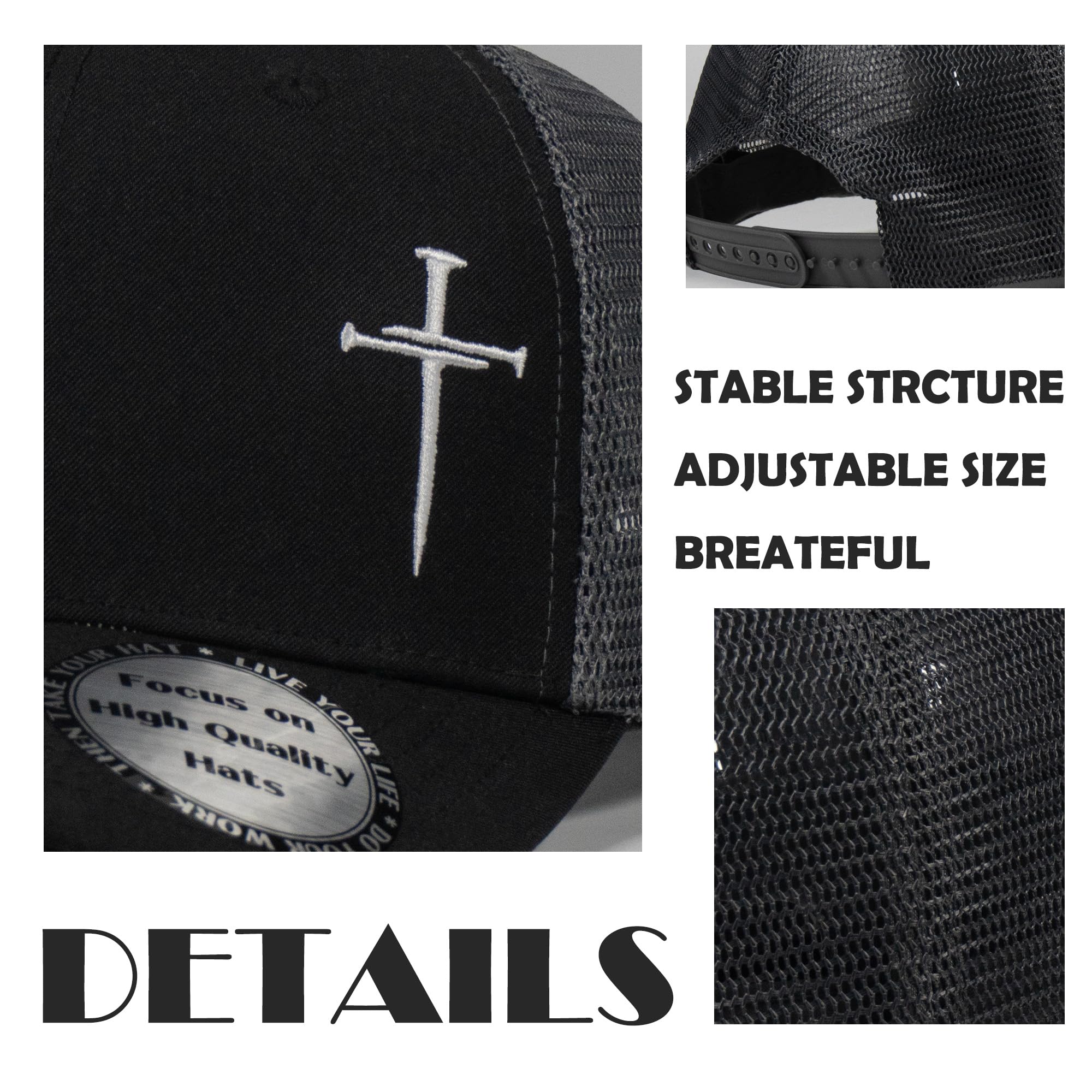 Christian Hats for Men Women,Jesus 3 Nail Cross Hat Religious Best Gifts for Birthday/Christmas